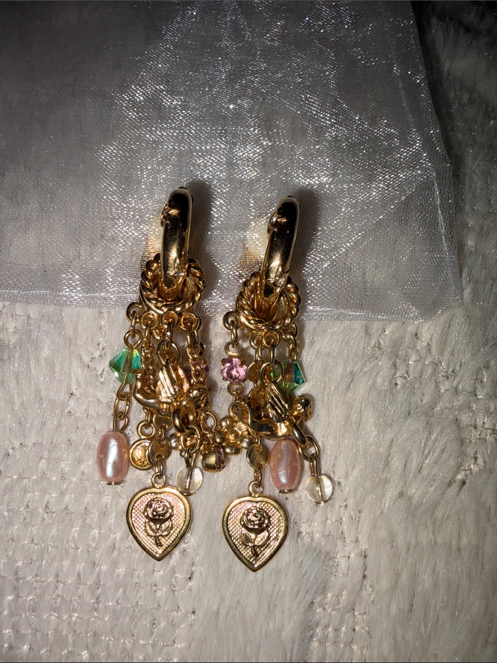 Kirk’s Folly Vintage interchangeable charm dangle cherub Earrings